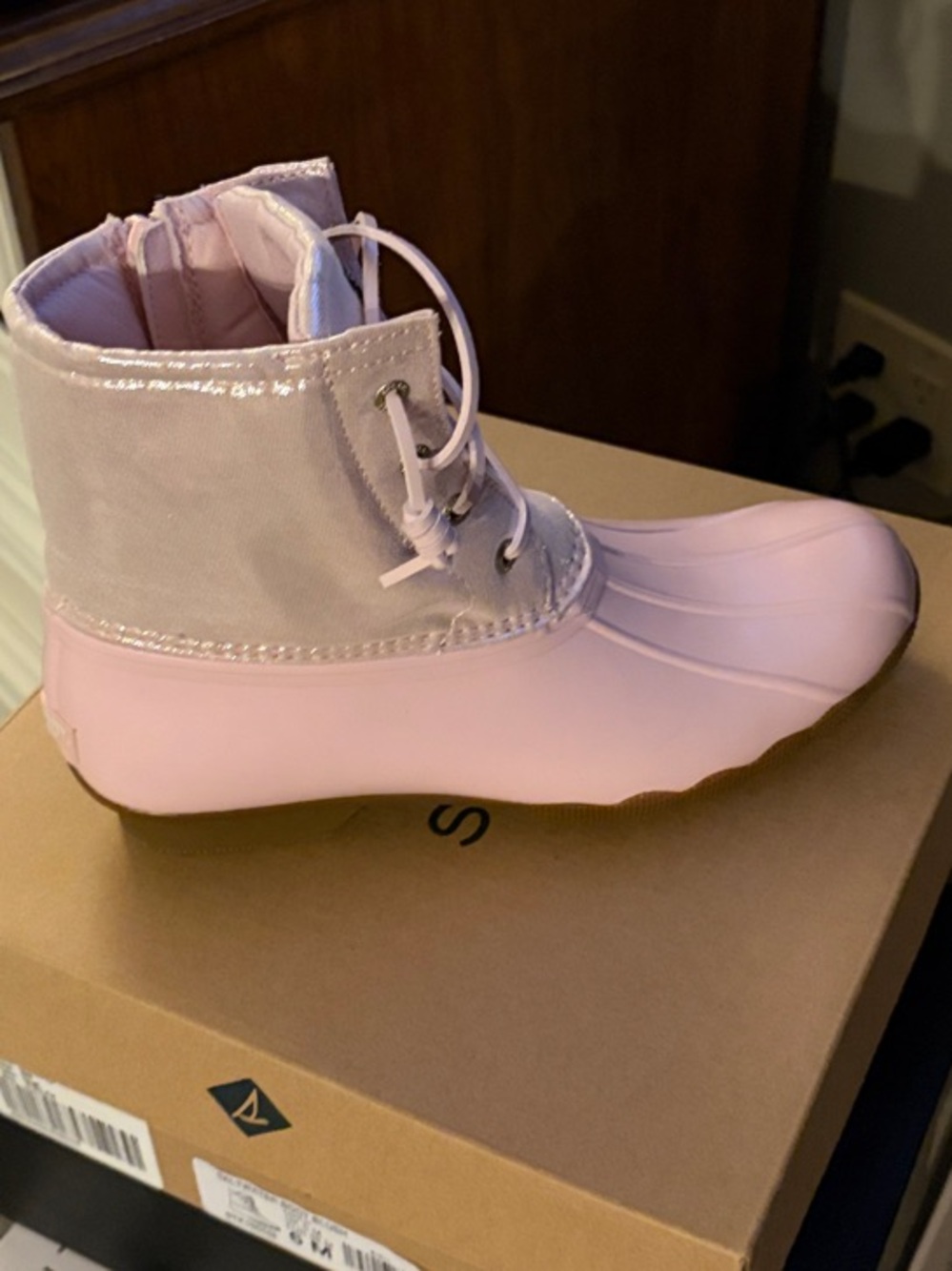 Sperry Light Pink Lace-Up Duck Boot